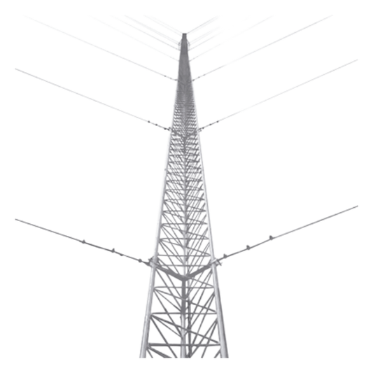 Kit de Torre Arriostrada de Piso de 57 m Altura con Tramo STZ45G Galvanizado por Inmersión en Caliente. (No incluye retenida).