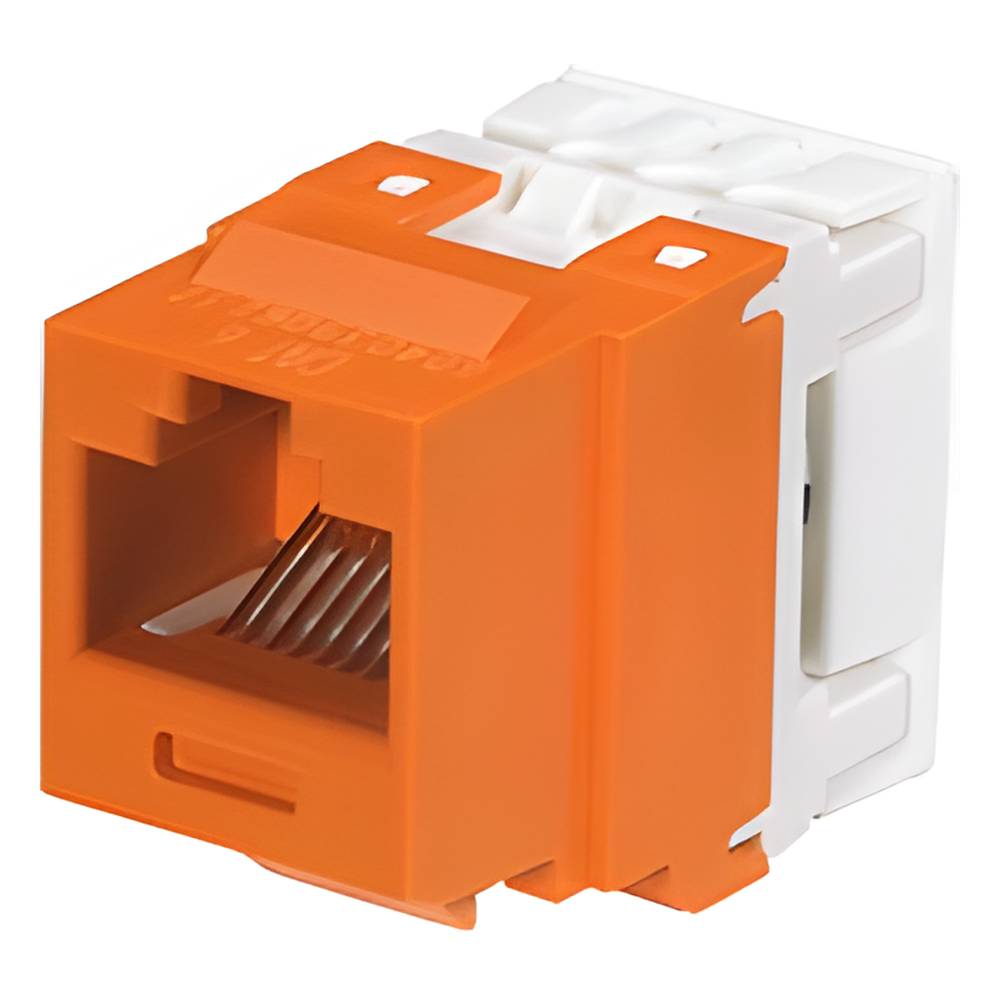 Conector Jack Estilo 110 (de Impacto), Tipo Keystone, Categoría 6, de 8 Posiciones y 8 Cables, Color Naranja