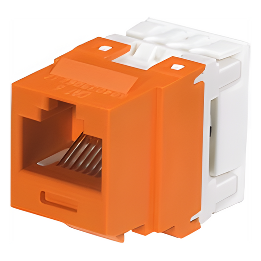 Conector Jack Estilo 110 (de Impacto), Tipo Keystone, Categoría 6, de 8 Posiciones y 8 Cables, Color Naranja