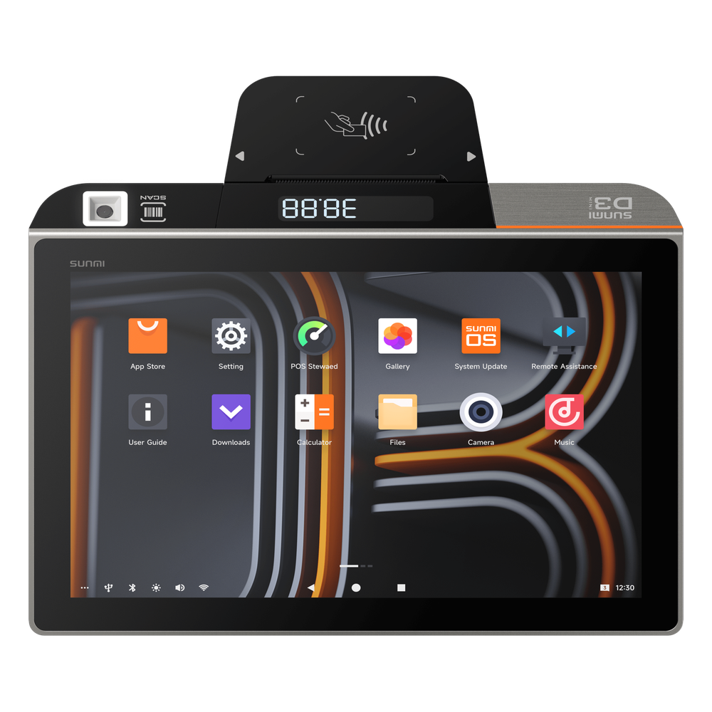 Terminal de Escritorio Inteligente SUNMI D3 MINI / Procesador Qualcomm Hexa-Core 2.4 GHz / 3 GB RAM + 32 GB ROM / Pantalla Principal 10.1" IPS / Impresora Térmica Integrada 58 mm / Android 13 / Bluetooth 5.0 / Wi-Fi Dual Band / Batería
