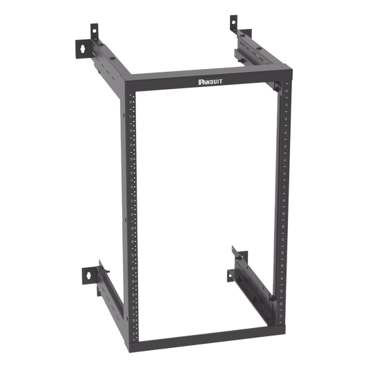 Rack PanZone® de Montaje en Pared, de 19in, Profundidad Ajustable, Rieles Numerados y Roscados #12-24, 18 UR, Color Negro