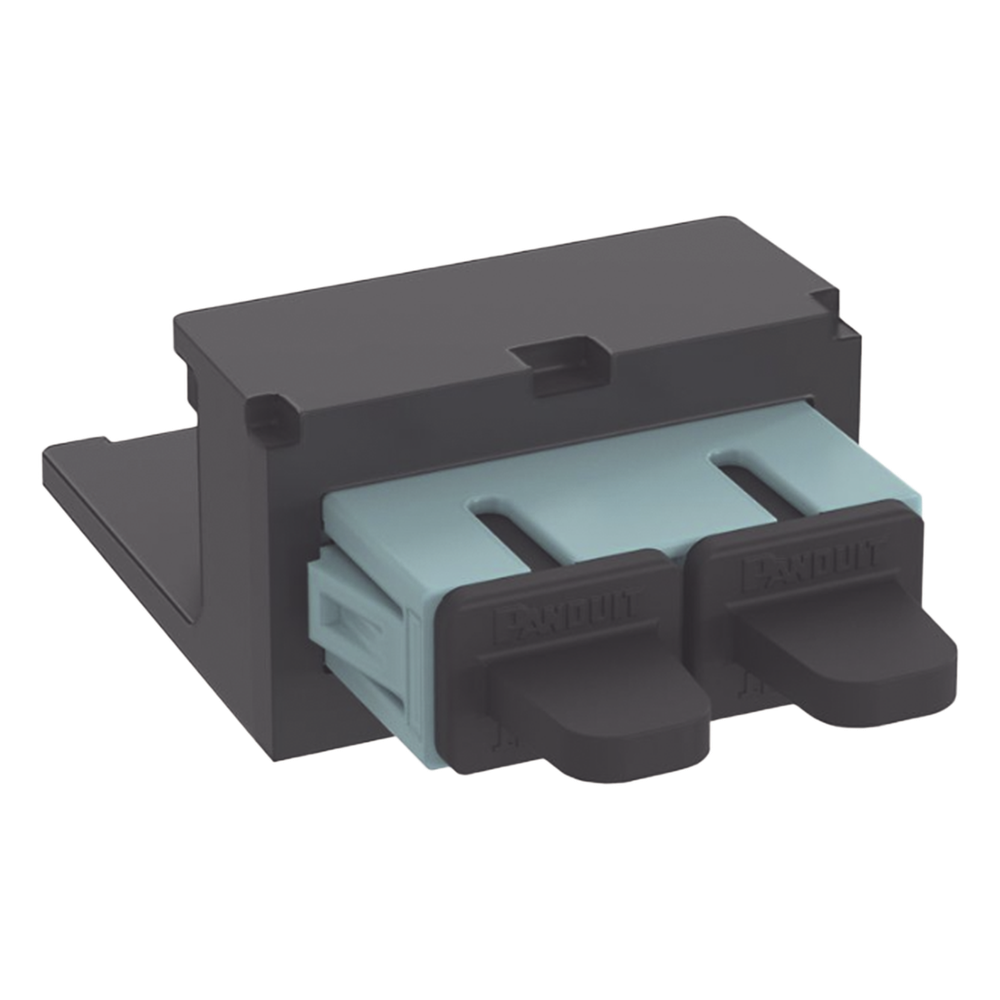 Módulo Acoplador SC Duplex, para Fibra Óptica Multimodo OM3/OM4, Tipo Mini-Com, Color Aqua