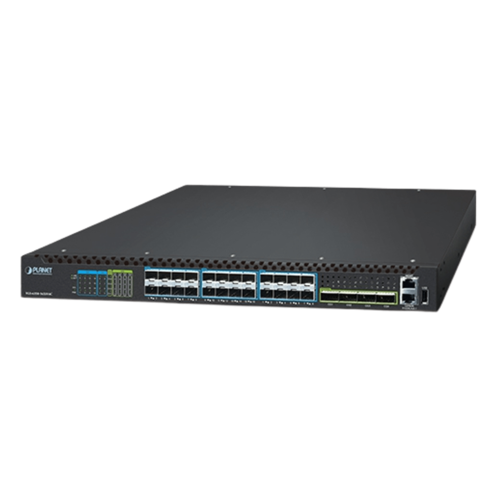 Switch Gestionado Capa 3 Multi-puerto 10G/25G + 2/4-Puerto 100G QSFP28 / 880-1520 Gbps Non-Blocking / Stacking 10 Unidades / Enrutamiento OSPF, BGP, RIP, VRRP / ERPS G.8032 / Slot Para Fuente Redundante AC/DC / Data Center y AI Infrastructure