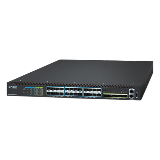 Switch Gestionado Capa 3 Multi-puerto 10G/25G + 2/4-Puerto 100G QSFP28 / 880-1520 Gbps Non-Blocking / Stacking 10 Unidades / Enrutamiento OSPF, BGP, RIP, VRRP / ERPS G.8032 / Slot Para Fuente Redundante AC/DC / Data Center y AI Infrastructure