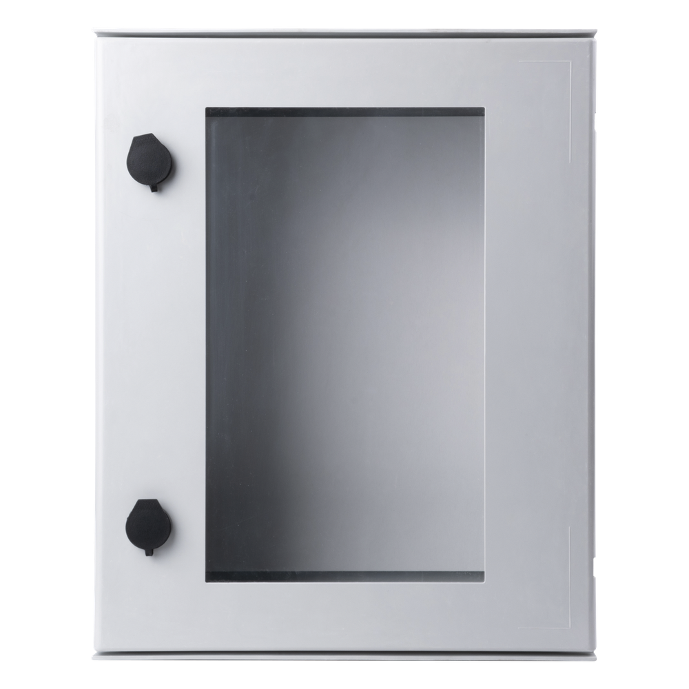 Gabinete de Poliéster IP65 Puerta Transparente, Uso en Intemperie (400 x 500 x 200 mm) con Placa Trasera Interior de Plástico (Incluye Chapa y Llave).