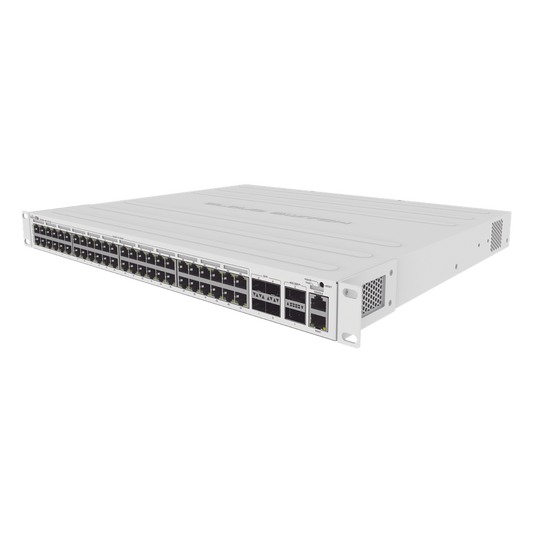 Cloud Router Switch 48 puertos PoE 802.3af/at Gigabit, 4 puertos SFP+ 10G, 2 puertos QSFP+ 40G, Montaje en Rack