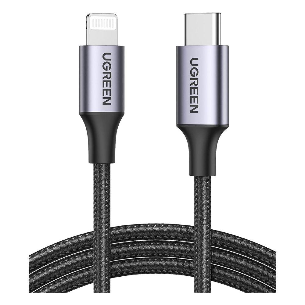 Cable USB-C a Lightning | 2 Metros (6.56 Pies) | Certificado MFi | Carga Rápida 60W | 480 Mbps | Conector C94 | Adecuado para iPhone, iPad y iPod | Protección Integrada | Caja de Aluminio | Nylon Trenzado | Color Negro