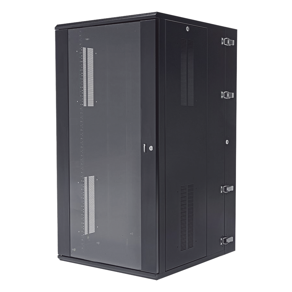 Gabinete PanZone de Montaje en Pared, de 19in, Puerta con Ventana de Seguridad, 26 UR, 762mm de Profundidad, Color Negro