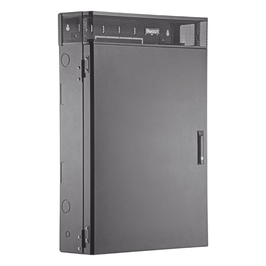 Gabinete de Montaje en Pared TrueEdge™, Con 3 UR para Equipo Activo y 3 UR para Paneles de Parcheo, Fabricado en Acero, Color Negro