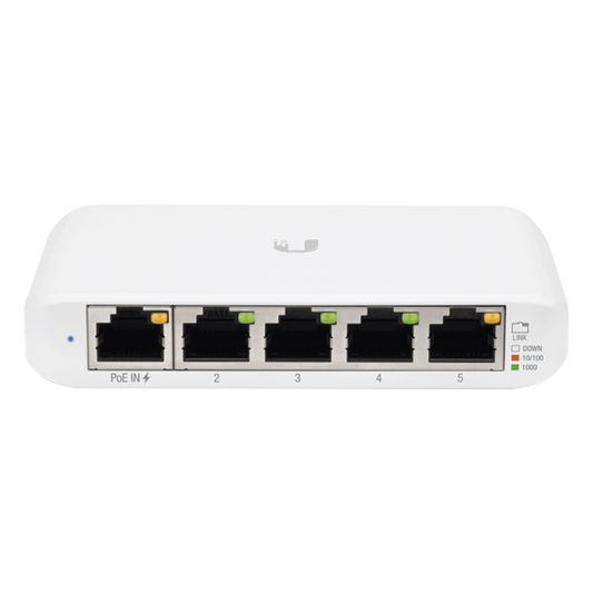 Switch UniFi Administrable Compacto de 5 Puertos 10/100/1000 Mbps, soporta entrada de PoE 802.3af/at