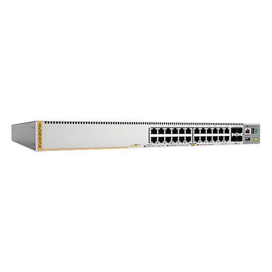 Switch PoE+ Stackeable Capa 3, 20 puertos 10/100/1000 Mbps + 4 x 100M/1G/2.5/5G-T + 4 puertos SFP+ 10 G, hasta 740 W, fuente redundante