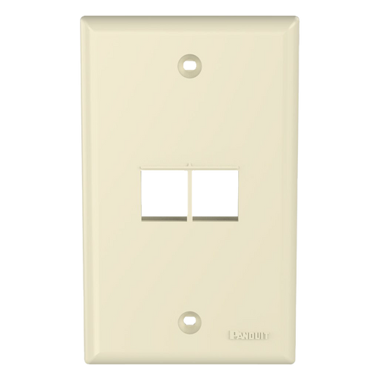 Placa de Pared Vertical, Salida Para 2 Puertos Keystone, Color Marfil