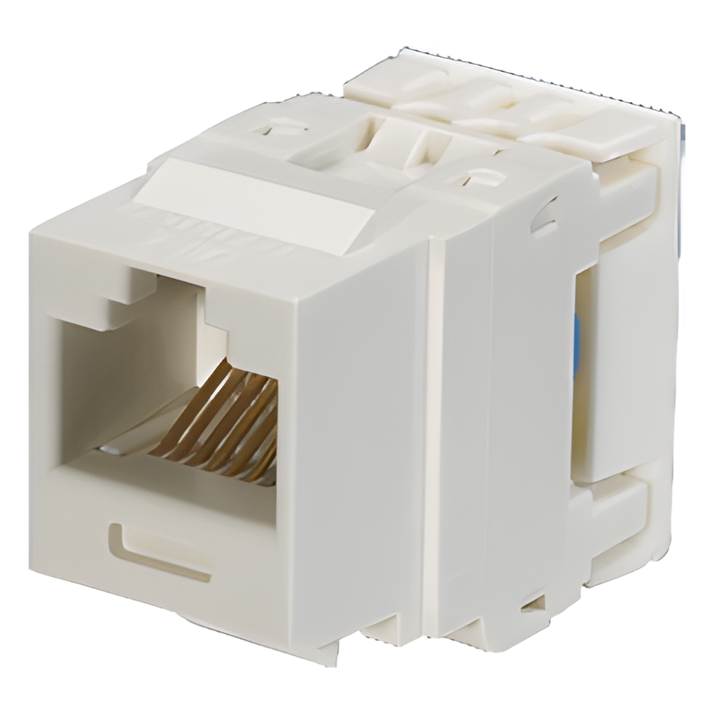 Conector Jack Estilo 110 (de Impacto), Tipo Keystone, Categoría 6, de 8 Posiciones y 8 Cables, Color Blanco