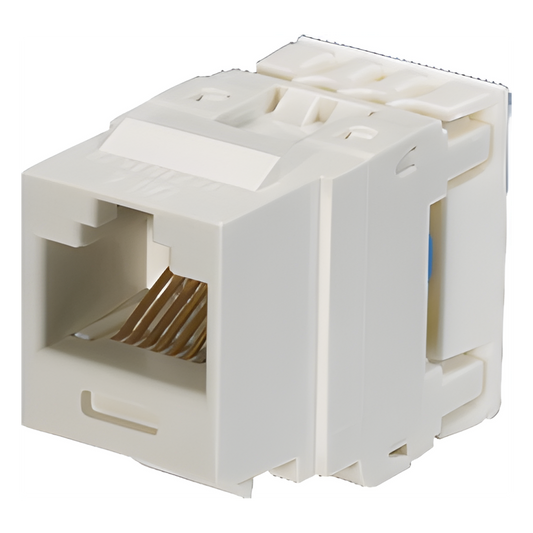 Conector Jack Estilo 110 (de Impacto), Tipo Keystone, Categoría 6, de 8 Posiciones y 8 Cables, Color Blanco