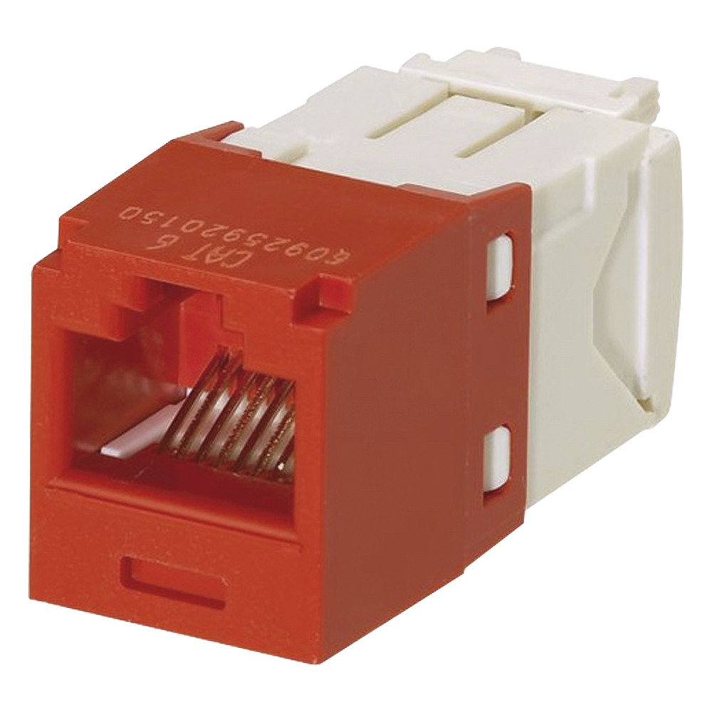 Conector Jack RJ45 Estilo TG, Mini-Com, Categoría 6, de 8 Posiciones y 8 Cables, Color Rojo