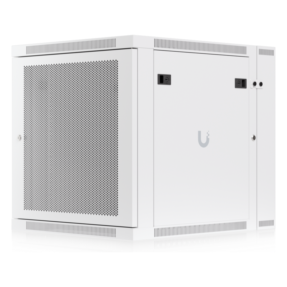 UACC Rack Cabinet 12U (600 x 703 mm) - Gabinete Cerrado para Montaje en Pared con Puerta Frontal Perforada, Puerta Trasera Abatible (Swing-Out) y Paneles Laterales Removibles con Llave