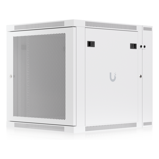 UACC Rack Cabinet 12U (600 x 703 mm) - Gabinete Cerrado para Montaje en Pared con Puerta Frontal Perforada, Puerta Trasera Abatible (Swing-Out) y Paneles Laterales Removibles con Llave