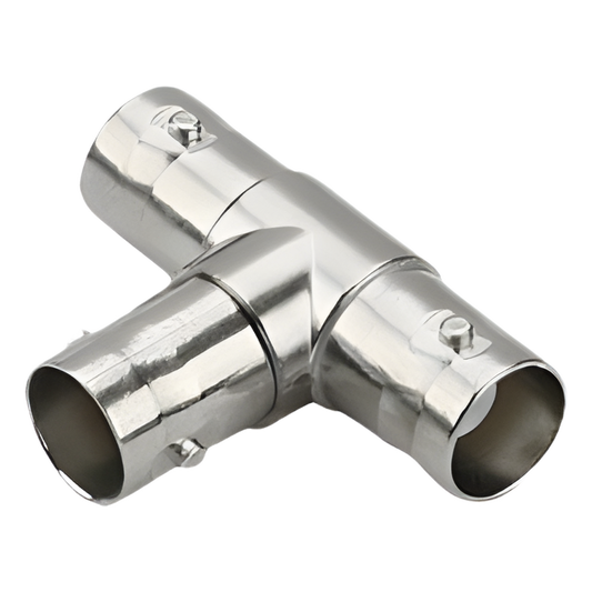 Adaptador en T para 75 Ohm de triple conectores BNC Hembras, Níquel/ Oro/ Teflón.
