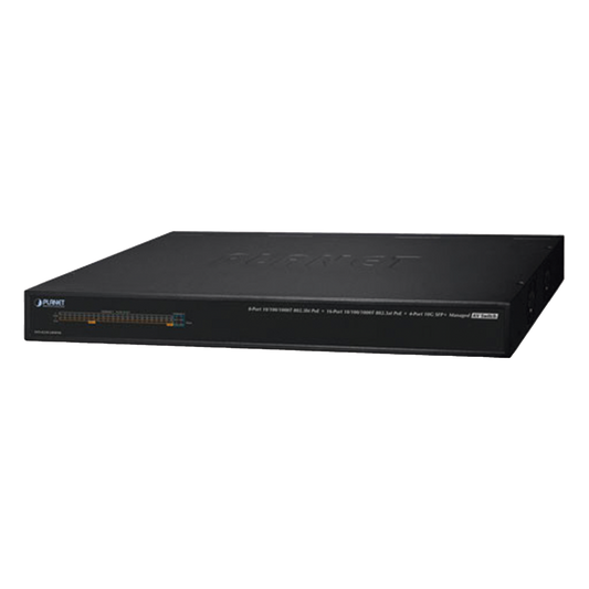 Switch AV Profesional para Integraciones Audiovisuales, , 8 Puertos PoE Gigabit 802.3bt, 16 Puertos PoE Gigabit 802.3at, 4 Puertos SFP 10 G, Hasta 450 W de Potencia