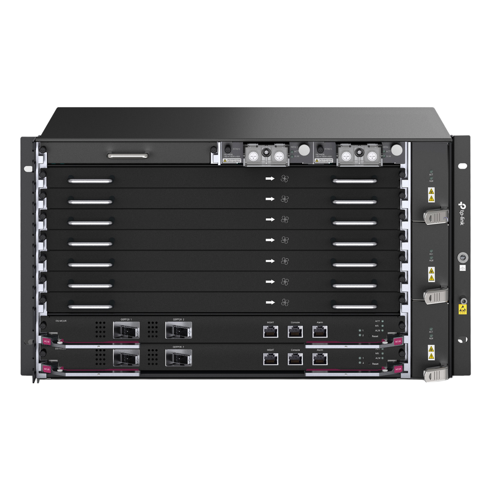 Chassis Optical Line Terminal (OLT) / 7 Slots de Servicio / 160 Gbit/s por Slot / GPON 2.5Gbps + XGS-PON 10Gbps / Gestión Centralizada DPMS / 1:256 Split Ratio / Dual Main Control Redundante / L2+L3 Avanzado