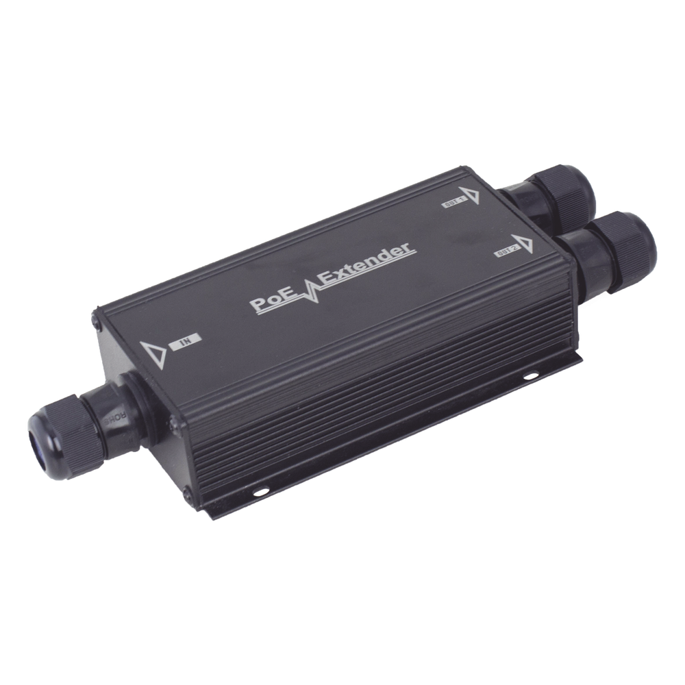 Extensor PoE/ 100 Metros / Intemperie (IP66) / 60 Watts / 1 puerto @ 2 salidas a 30 W  / No requiere fuente de alimentación adicional