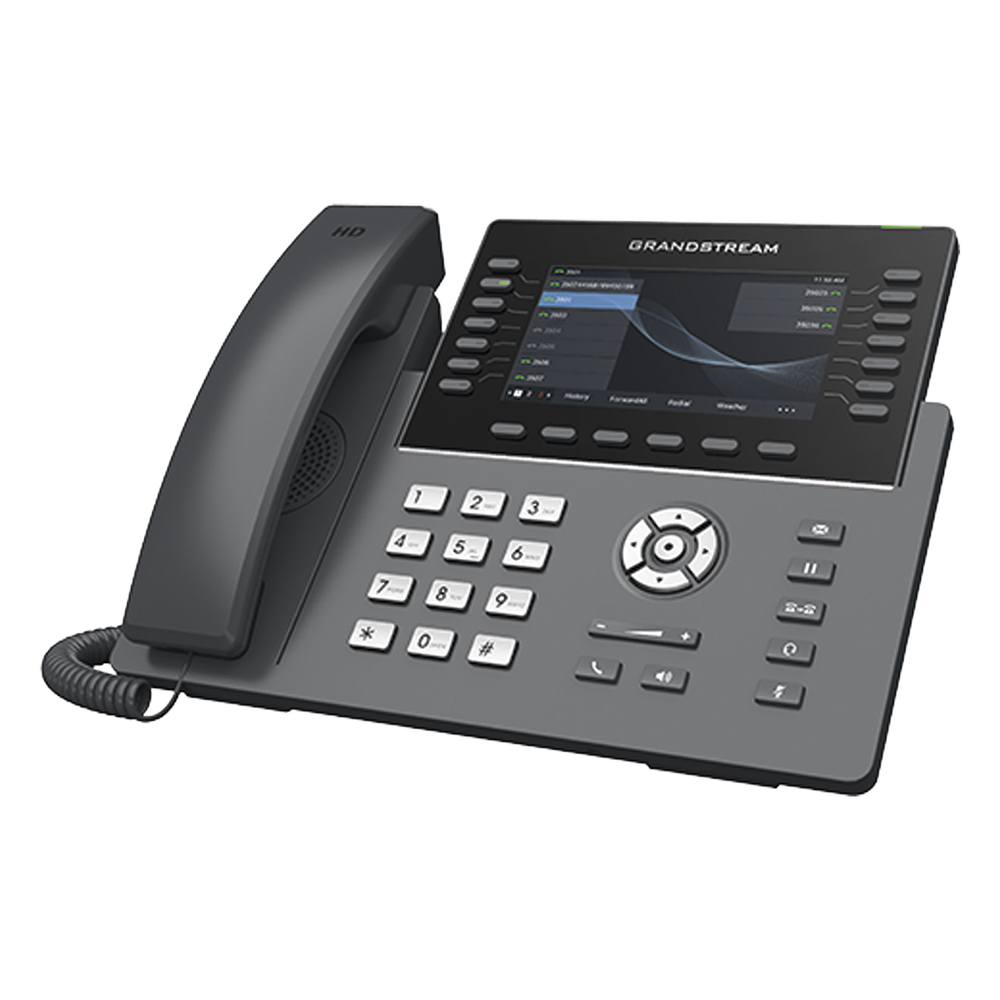 Teléfono IP Wi-Fi, Grado Operador, 14 líneas SIP con 6 cuentas, pantalla LCD  5", puertos Gigabit, Bluetooth, PoE, codec Opus, IPV4/IPV6 con gestión en la nube GDMS