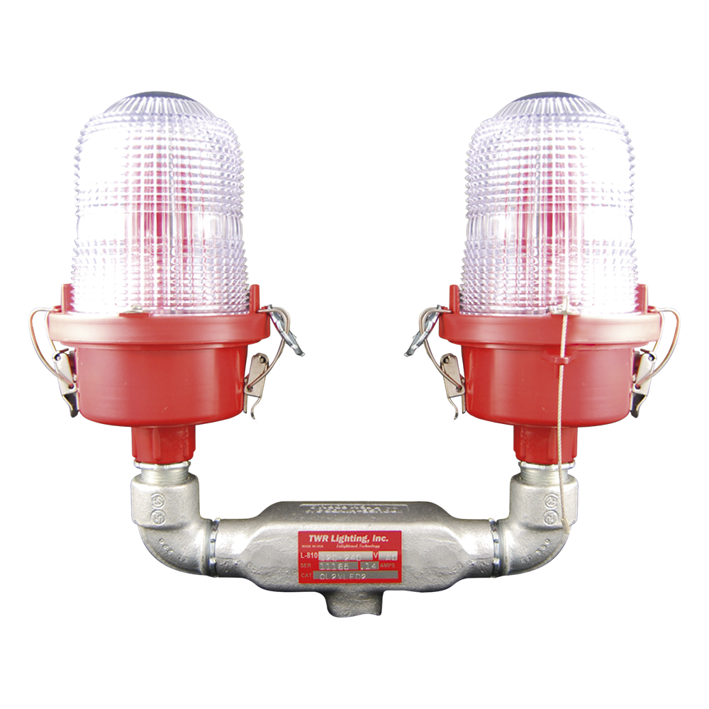 Lámpara de Obstrucción Roja Certificada/ Luz Fija Tipo L-810 Doble LED/ 120 - 240 Vca/ Luz Infraroja