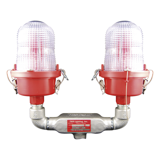 Lámpara de Obstrucción Roja Certificada/ Luz Fija Tipo L-810 Doble LED/ 120 - 240 Vca/ Luz Infraroja
