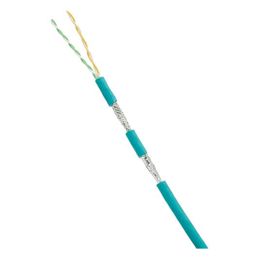 Bobina de Cable Blindado SF/UTP Categoría 5e de 2 Pares, Uso Industrial con Resistencia al Aceite y Rayos UV, Multifilar 24/7 (Flexible), Color Azul Cerceta, Bobina de 305 Metros (1000 Pies)