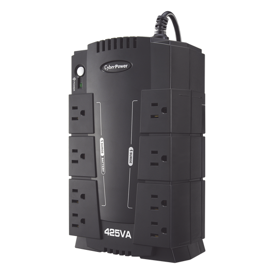 UPS de 425 VA/255 W, Topología Standby, Entrada 120 Vca NEMA 5-15P, Tipo Gabinete Compacto, Con 8 Tomas NEMA 5-15R