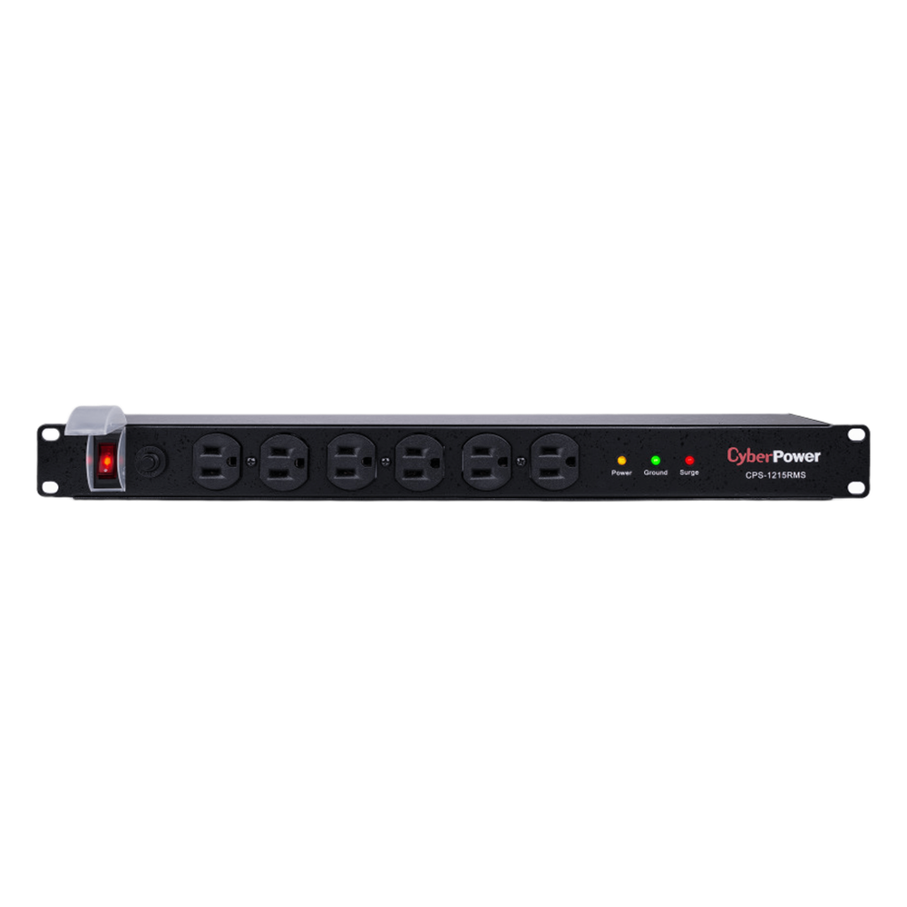 PDU Básico Para Distribución de Energía con Supresor de Picos, Con 12 Tomas NEMA 5-15R Traseras, 1UR, 15 Amp, 120 Vca, 1800 Joules de Protección