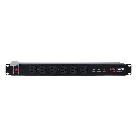 PDU Básico Para Distribución de Energía con Supresor de Picos, Con 12 Tomas NEMA 5-15R Traseras, 1UR, 15 Amp, 120 Vca, 1800 Joules de Protección