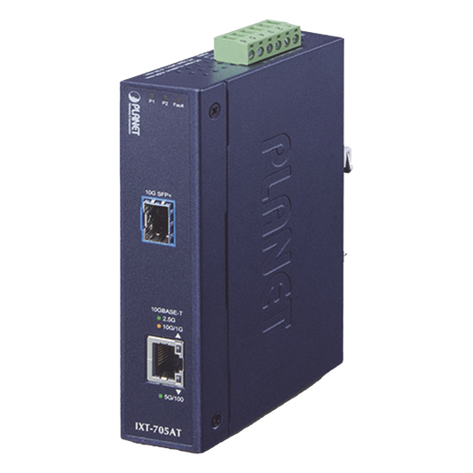 Convertidor de Medios Industrial Ethernet RJ45 10G/5G/2.5G/1G/100M a SFP+ 10GBASE-X