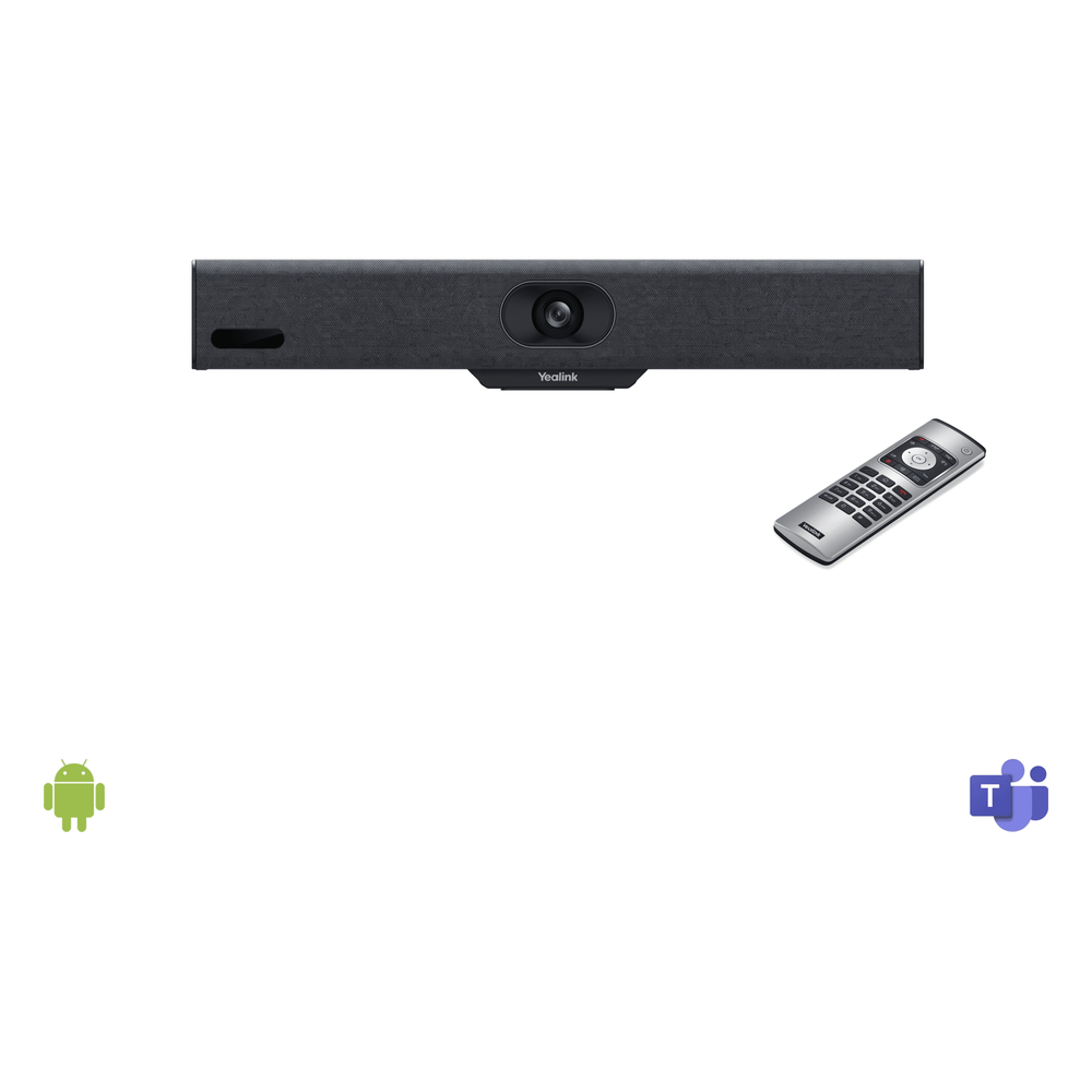 Barra de Videoconferencia A10 de Yealink para Salas Pequeñas con Android Integrado para Microsoft Teams y Modo BYOD - Incluye Control Remoto