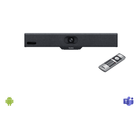 Barra de Videoconferencia A10 de Yealink para Salas Pequeñas con Android Integrado para Microsoft Teams y Modo BYOD - Incluye Control Remoto