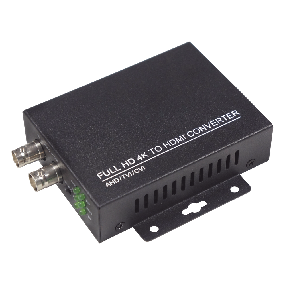 Convertidor de CVI, TVI, AHD, CVBS a HDMI, salida HDMI 1080P 60Fps / Bucle de salida CVBS / Soporta hasta 8MP CVI, 8MP TVI, 8MP AHD / Admite señal de entrada 960H / Incluye fuente de alimentación y cable BNC.