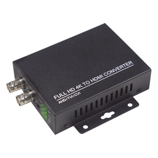 Convertidor de CVI, TVI, AHD, CVBS a HDMI, salida HDMI 1080P 60Fps / Bucle de salida CVBS / Soporta hasta 8MP CVI, 8MP TVI, 8MP AHD / Admite señal de entrada 960H / Incluye fuente de alimentación y cable BNC.