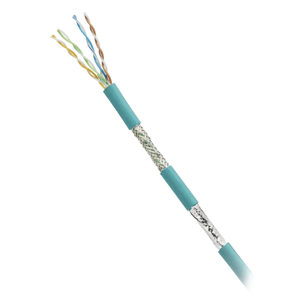 Bobina de Cable Blindado SF/UTP Categoría 5e de 4 Pares, Uso Industrial con Resistencia al Aceite y Rayos UV, Multifilar 24/7 (Flexible), Color Azul Cerceta, Bobina de 305 Metros (1000 Pies)