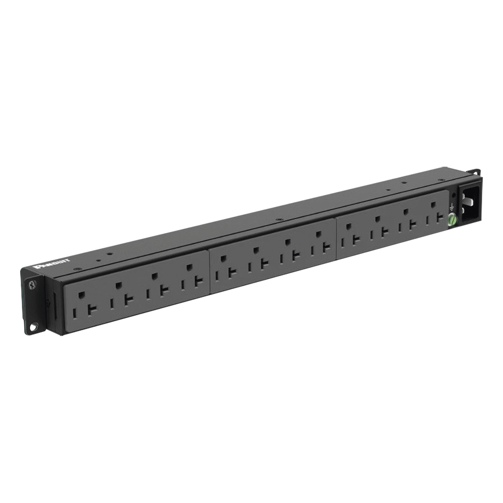 PDU Básico para Distribución de Energía, Enchufe de Entrada NEMA 5-20P, Con 12 Contactos NEMA 5-20R, Instalación Horizontal de 19in, 1UR, 20 Amp, 120 Vca