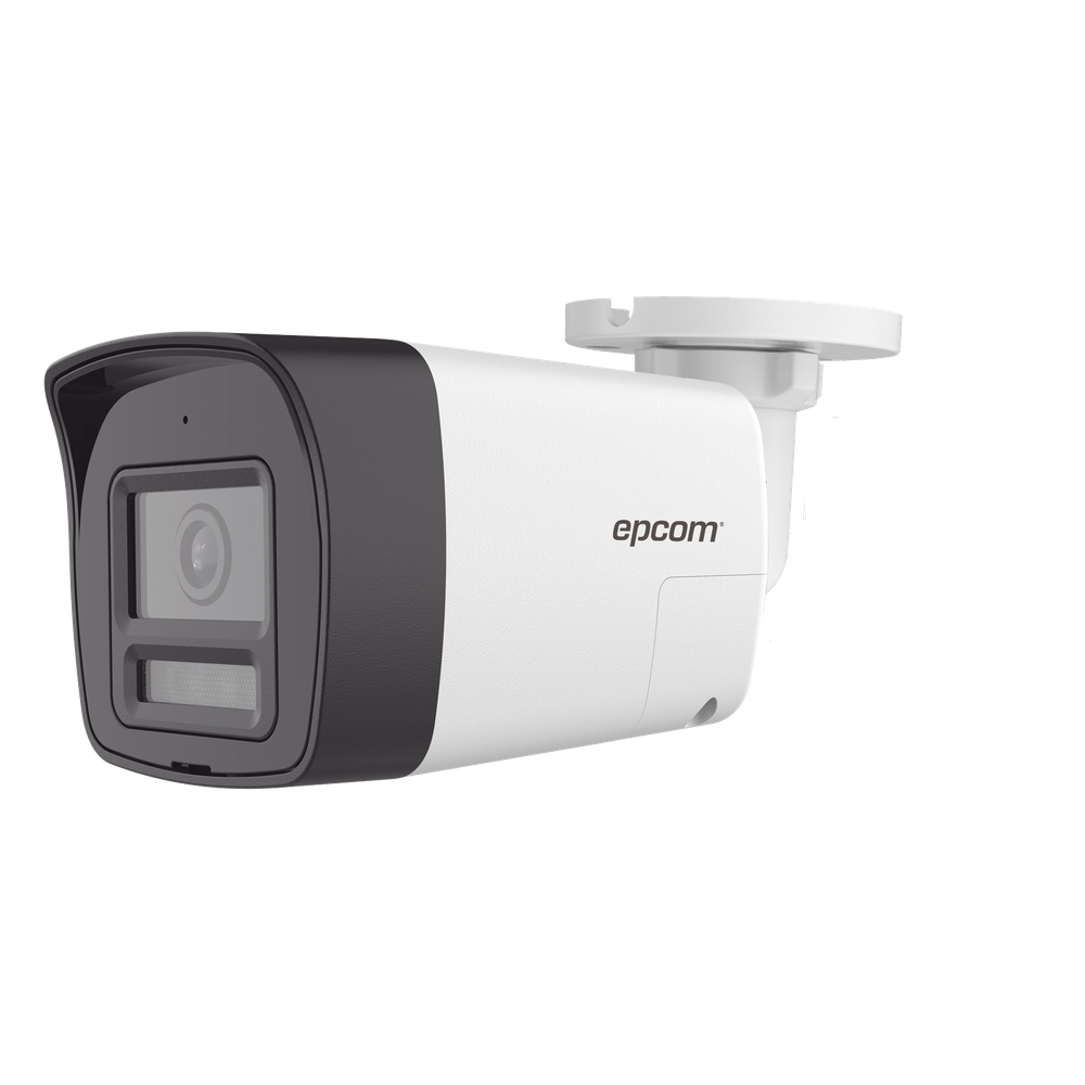 [Audio Bidireccional + Dual Light + ColorVu] Bala TURBOHD 4K (8 Megapixel) / Lente 2.8 mm / 30 mts IR EXIR + 20 mts Luz Blanca / Micrófono y Bocina Integrado / Exterior IP67 / Metal / dWDR