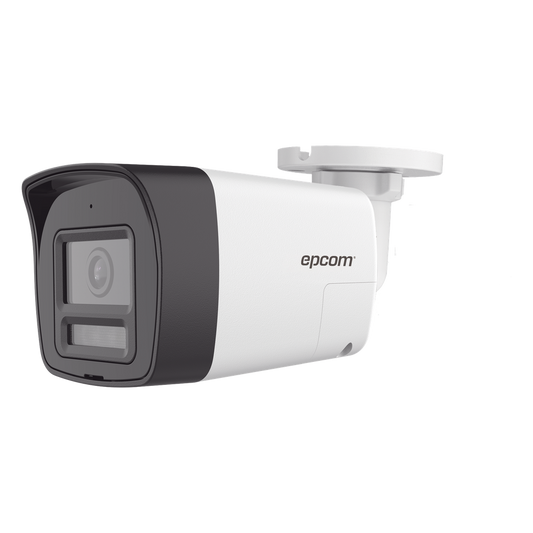 [Audio Bidireccional + Dual Light + ColorVu] Bala TURBOHD 4K (8 Megapixel) / Lente 2.8 mm / 30 mts IR EXIR + 20 mts Luz Blanca / Micrófono y Bocina Integrado / Exterior IP67 / Metal / dWDR