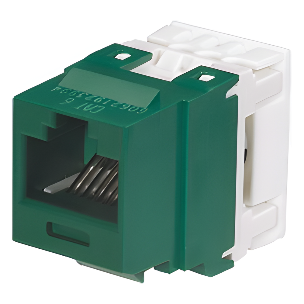 Conector Jack Estilo 110 (de Impacto), Tipo Keystone, Categoría 6, de 8 Posiciones y 8 Cables, Color Verde