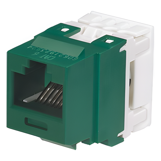 Conector Jack Estilo 110 (de Impacto), Tipo Keystone, Categoría 6, de 8 Posiciones y 8 Cables, Color Verde