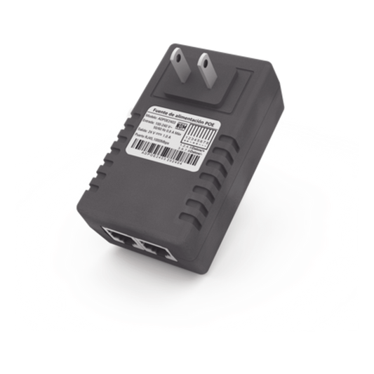 Adaptador de pared / Inyector PoE / 48 Vcc / 0.5 A / Controlado por chip IC / Protección contra OV, OC, SC, UV/  Fácil de instalar