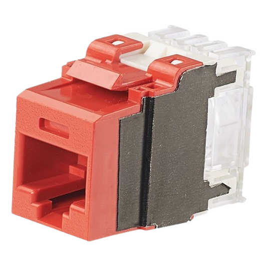 Conector Jack Estilo 110 (de Impacto), Tipo Keystone, Categoría 6A, de 8 Posiciones y 8 Cables, Color Rojo