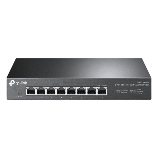 Switch Gigabit no administrable de 8 puertos 100 Mbps/ 1 Gbps/ 2.5 Gbps ideal para WiFi 6