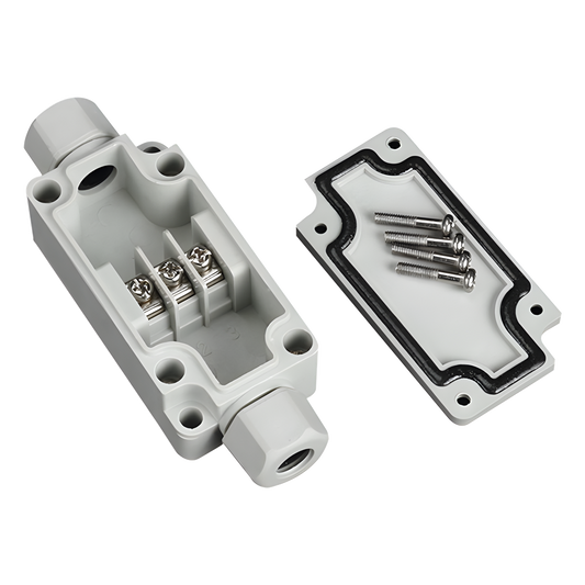 Caja de Conexión Exterior con Terminales Intermedias para 3 Líneas (Tornillo simple). Incluye Glándulas.