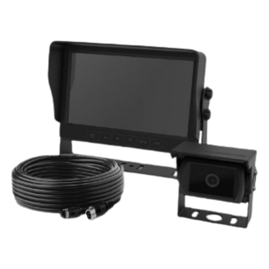 Camara de Reversa Alambrica  y Monitor para Vehículos de Trabajo y Montacargas con Inteligencia IA Para la Detección de Peatones