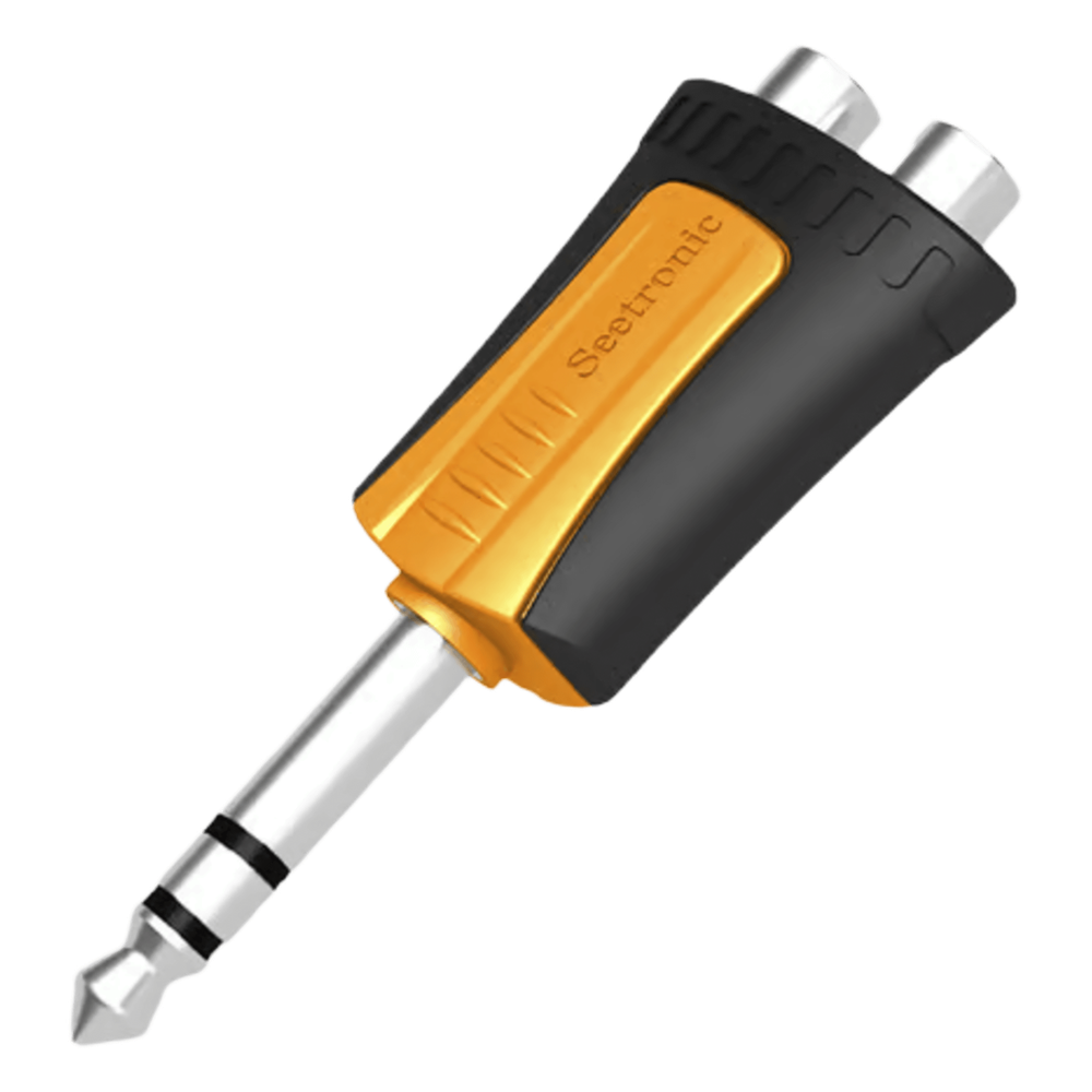 Conector Estéreo |  1/4in - 2 x RCA hembra | Adaptador de Carcasa de Plastico |