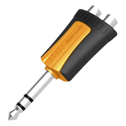 Conector Estéreo |  1/4in - 2 x RCA hembra | Adaptador de Carcasa de Plastico |